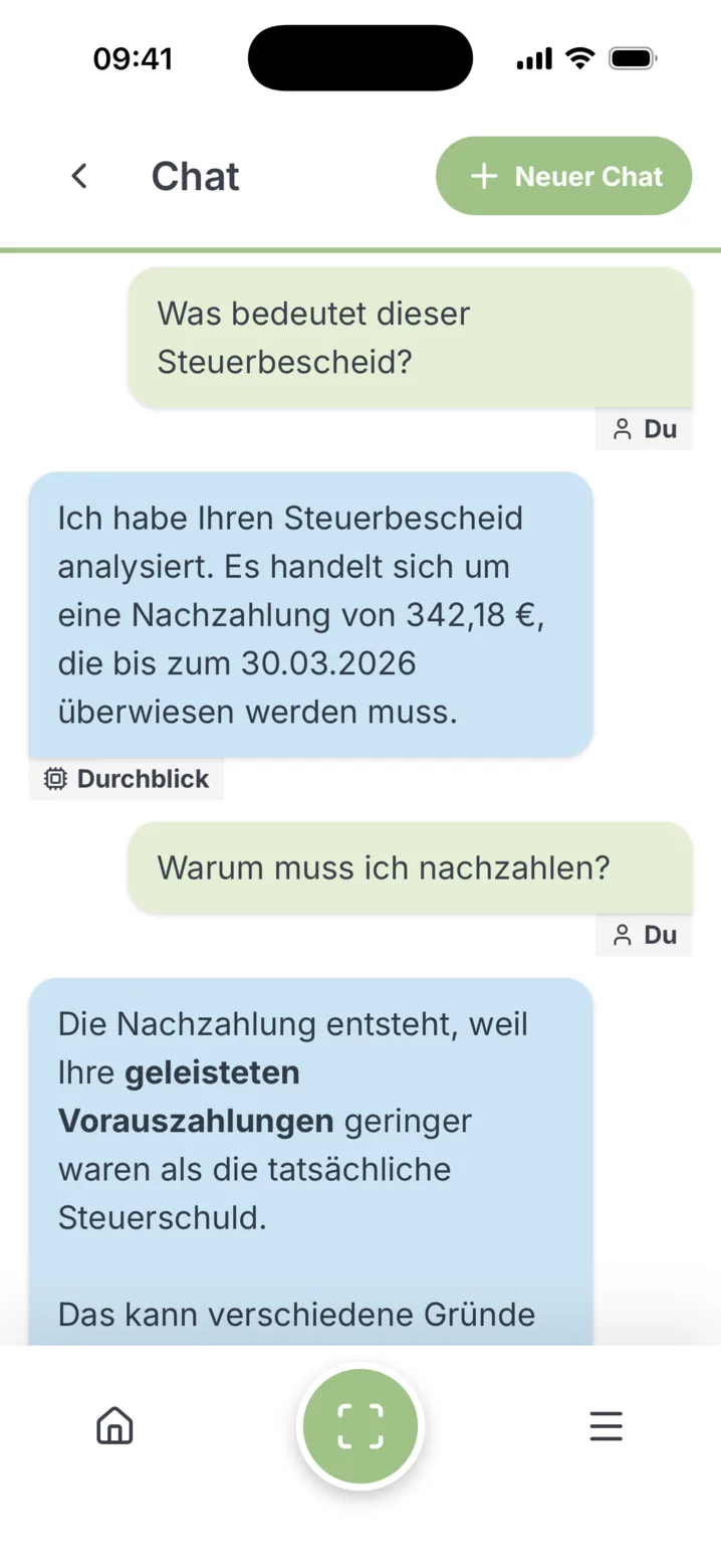 Rückfragen im KI-Chat der App
