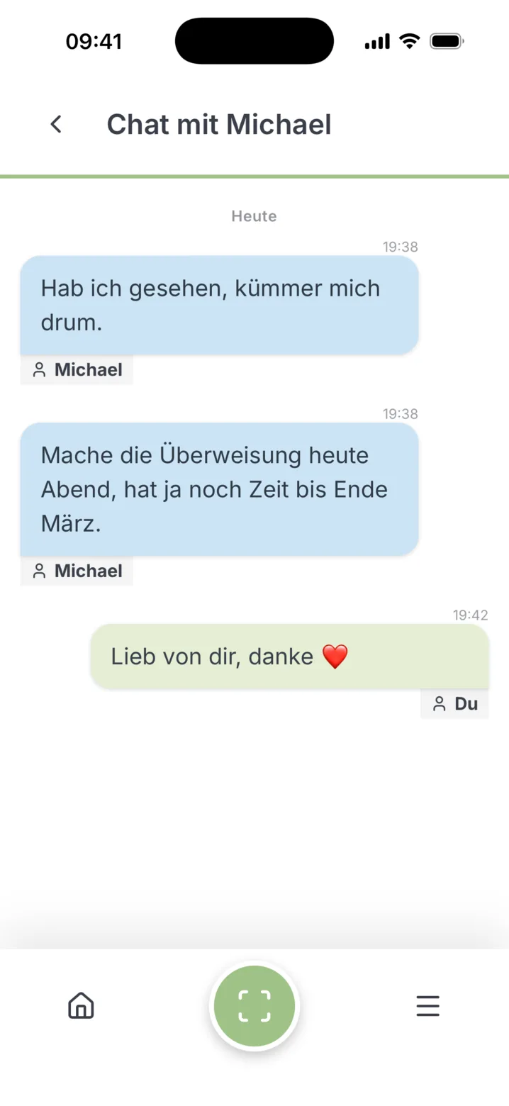 Chat mit der Familie zu einem Vorgang